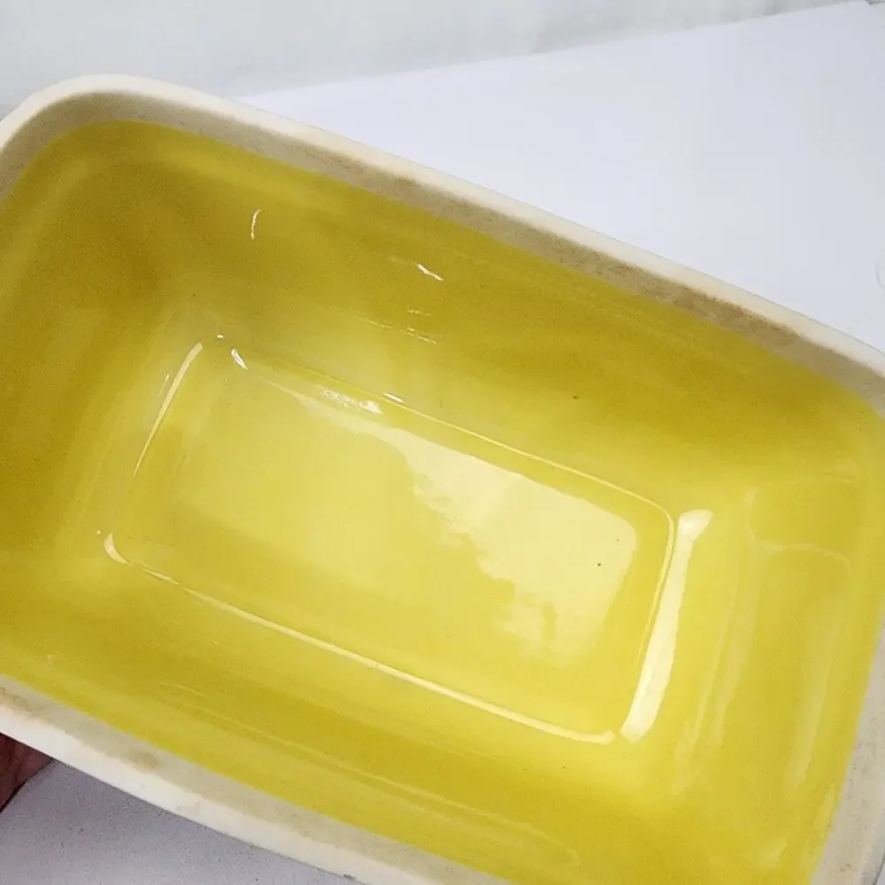 General Electric Refrigerator Covered Dish by Hall China Ohio Gray & Yellow